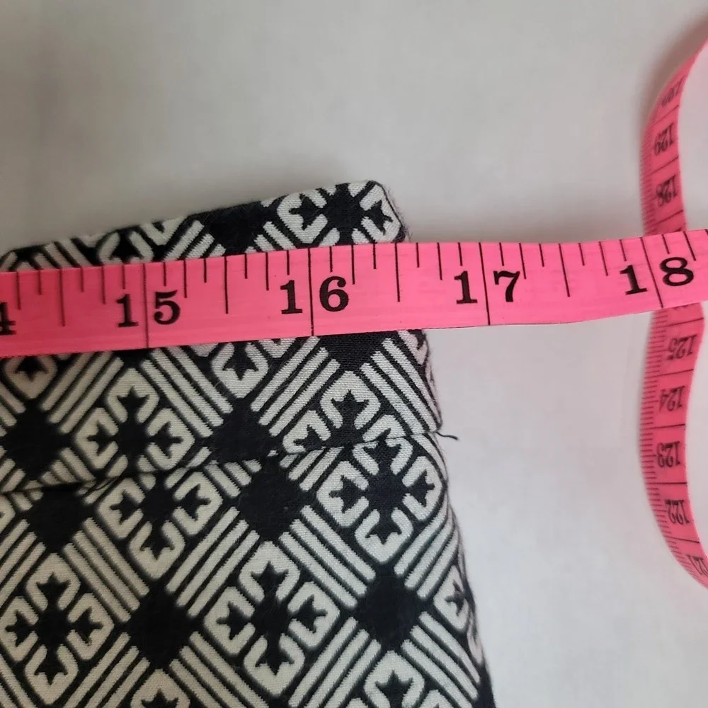 Tory Burch Jacquard Pants Stretch‎ Flat Front Geometric 8 Black Gray Work Casual